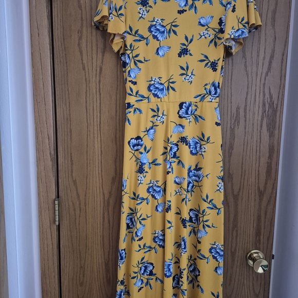 Women's Dress Large- Yellow and Blue Floral High Low - Picture 2 of 6